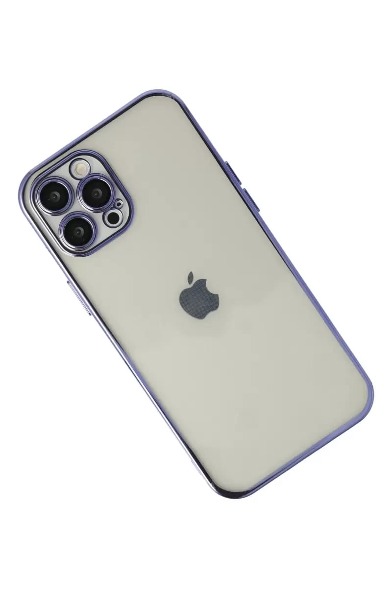 Apple iPhone 12 Pro Kılıf Lensli Silikon - Mor