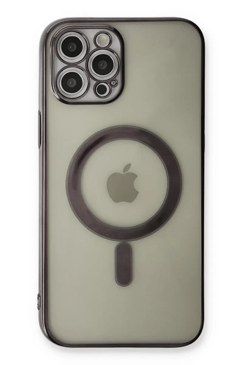 Apple iPhone 12 Pro Kılıf Magneticsafe Lazer Silikon - Siyah