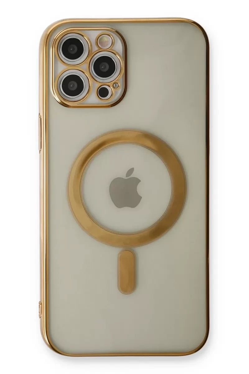 Apple iPhone 12 Pro Kılıf Magneticsafe Lazer Silikon - Gold