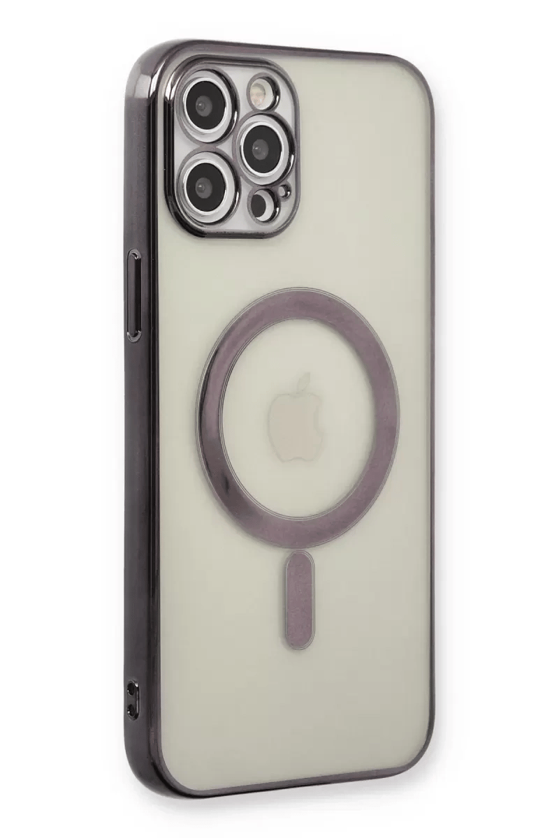 Apple iPhone 12 Pro Kılıf Magneticsafe Lazer Silikon - Siyah