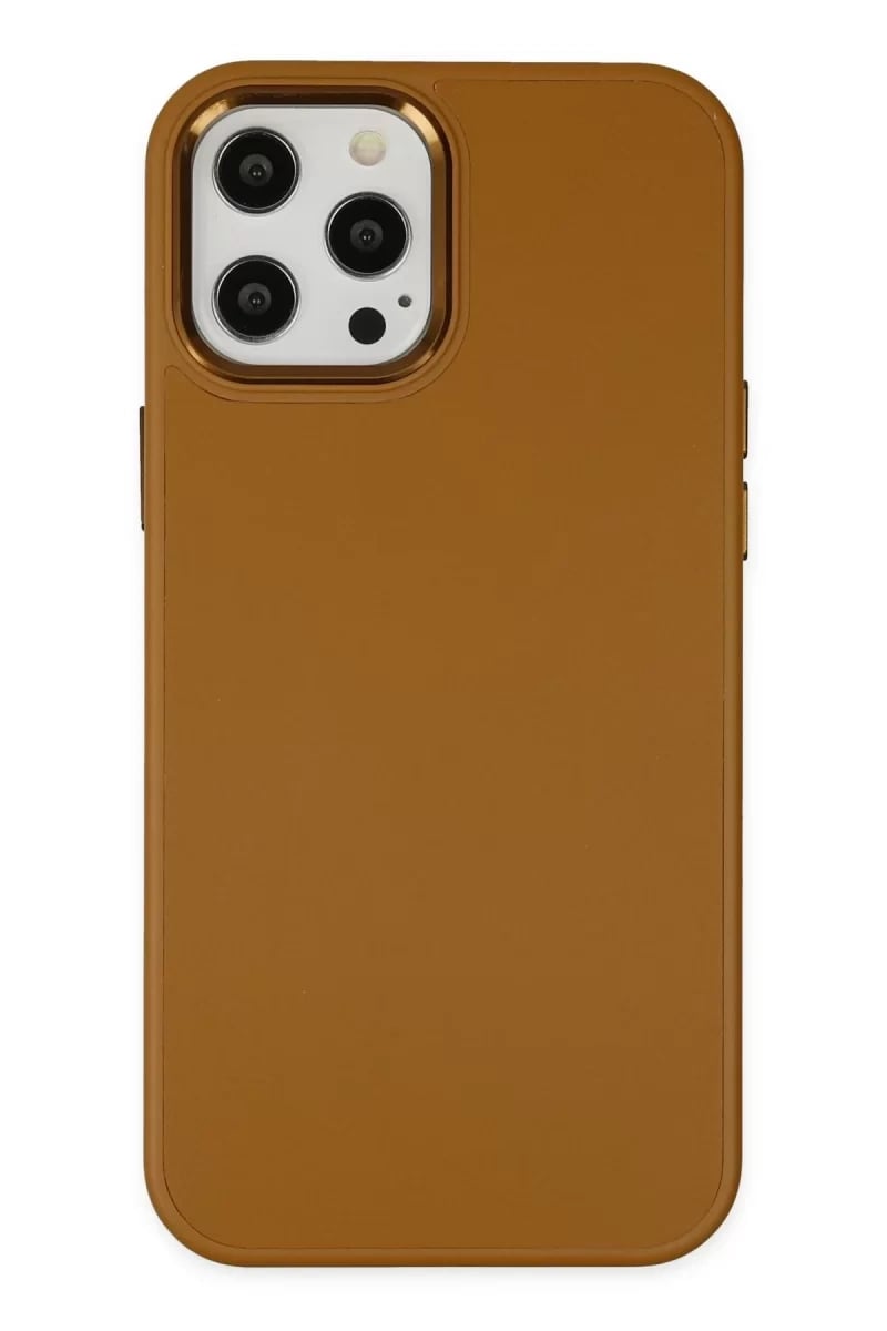Apple iPhone 12 Pro Max Kılıf Asya Deri Silikon - Kahverengi