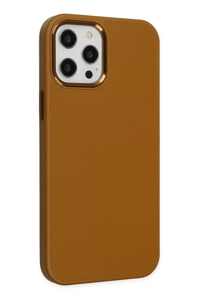 Apple iPhone 12 Pro Max Kılıf Asya Deri Silikon - Kahverengi