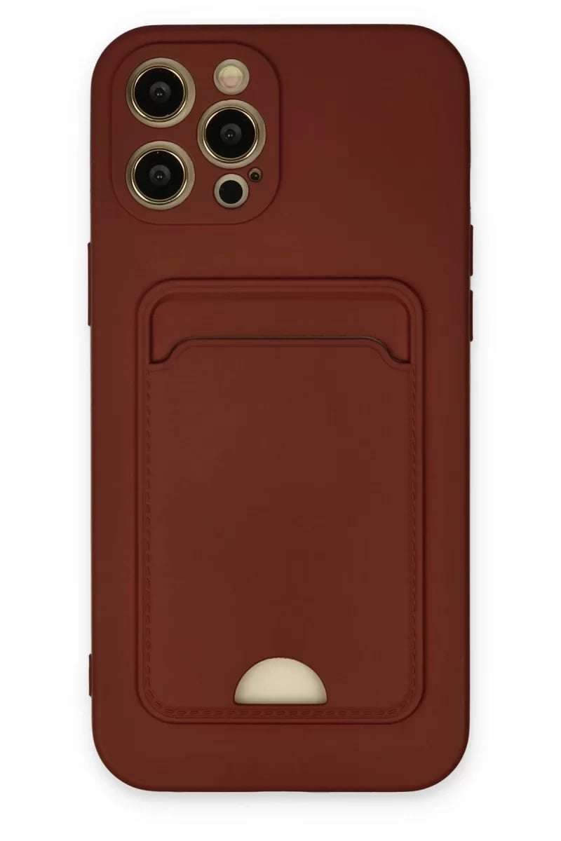 Apple iPhone 12 Pro Max Kılıf Kelvin Kartvizitli Silikon - Bordo