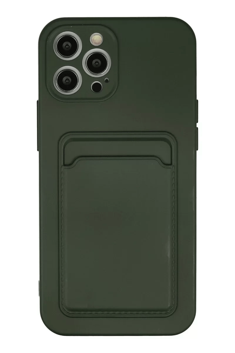 Apple iPhone 12 Pro Max Kılıf Kelvin Kartvizitli Silikon - Koyu Yeşil