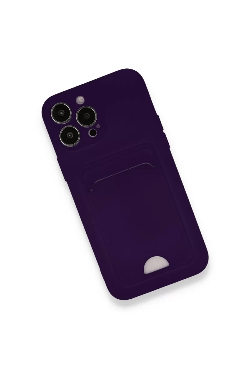 Apple iPhone 12 Pro Max Kılıf Kelvin Kartvizitli Silikon - Derin Mor