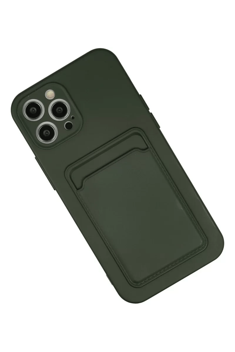 Apple iPhone 12 Pro Max Kılıf Kelvin Kartvizitli Silikon - Koyu Yeşil