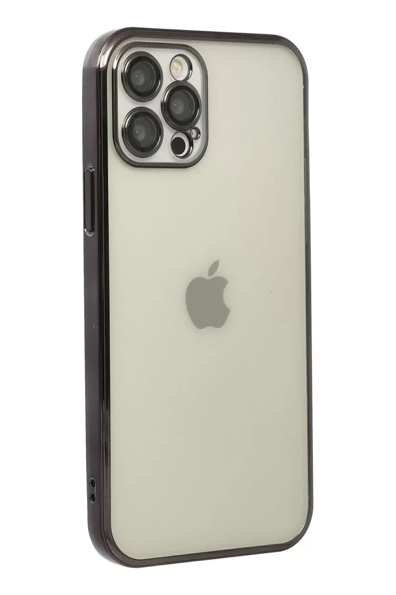 Apple iPhone 12 Pro Max Kılıf Lensli Silikon - Siyah