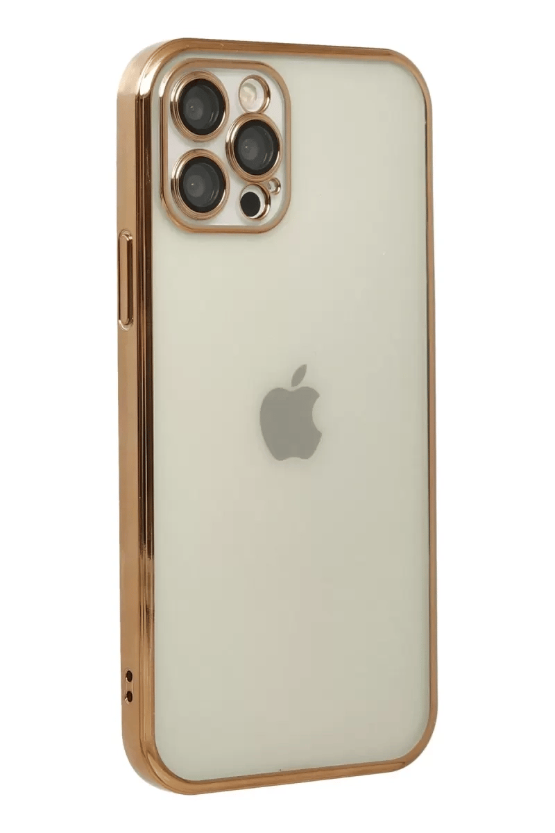 Apple iPhone 12 Pro Max Kılıf Lensli Silikon - Gold