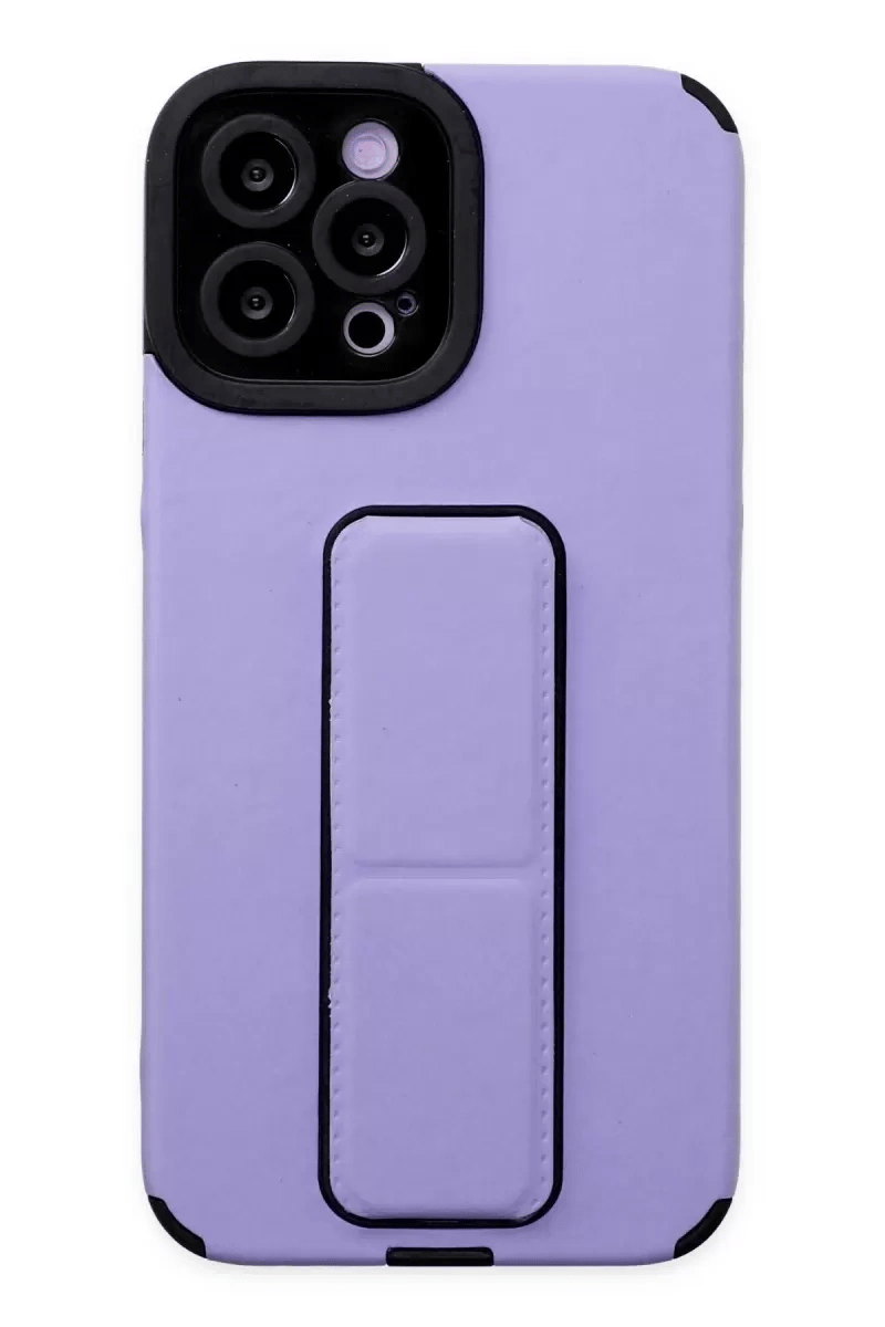 Apple iPhone 12 Pro Max Kılıf Mega Standlı Silikon - Lila