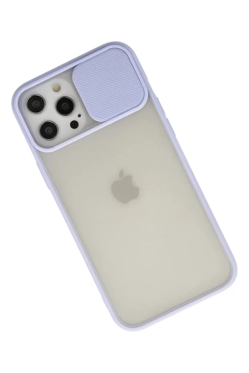 Apple iPhone 12 Pro Max Kılıf Palm Buzlu Kamera Sürgülü Silikon - Lila