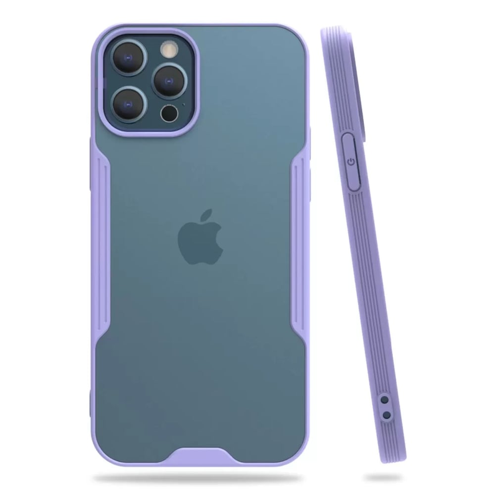 Apple iPhone 12 Pro Max Kılıf Platin Silikon - Lila