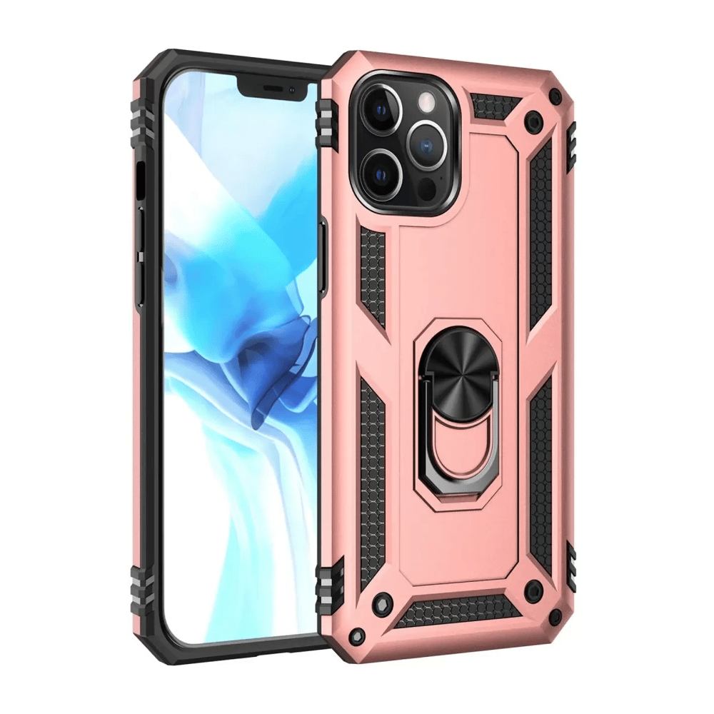 Apple iPhone 12 Pro Max Kılıf Sofya Yüzüklü Silikon Kapak - Rose