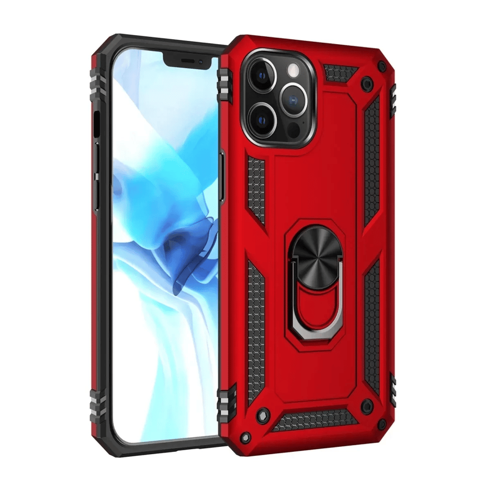 Apple iPhone 12 Pro Max Kılıf Sofya Yüzüklü Silikon Kapak - Kırmızı