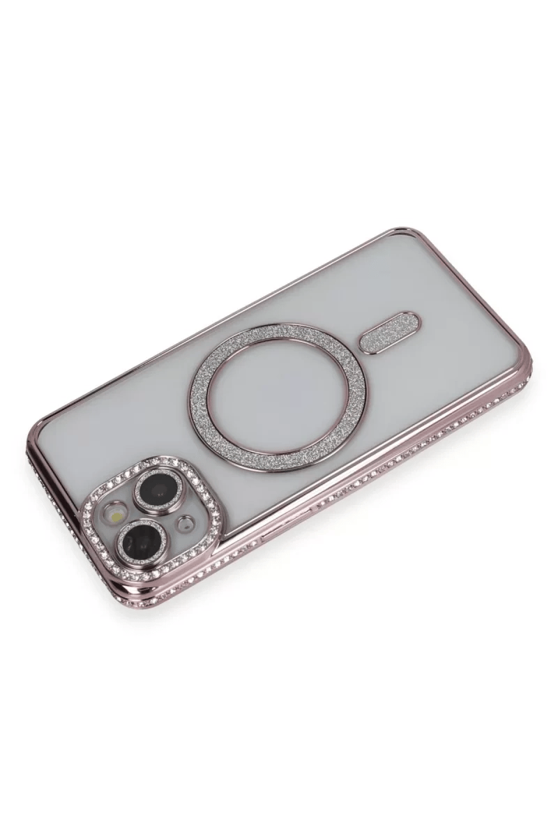Apple iPhone 13 Kılıf Joke Simli Magneticsafe Kılıf - Pembe