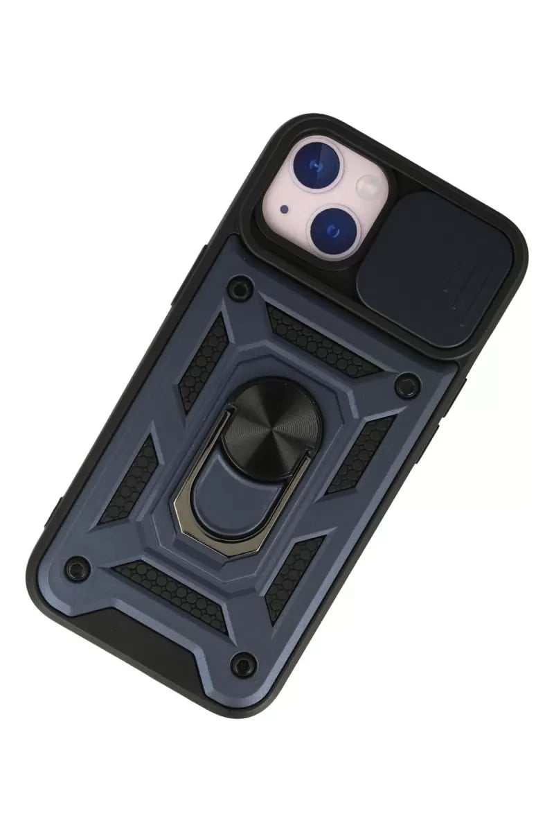Apple iPhone 13 Kılıf Pars Lens Yüzüklü Silikon - Lacivert