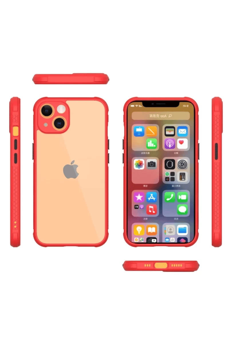 Apple iPhone 13 Mini Kılıf Miami Şeffaf Silikon - Kırmızı