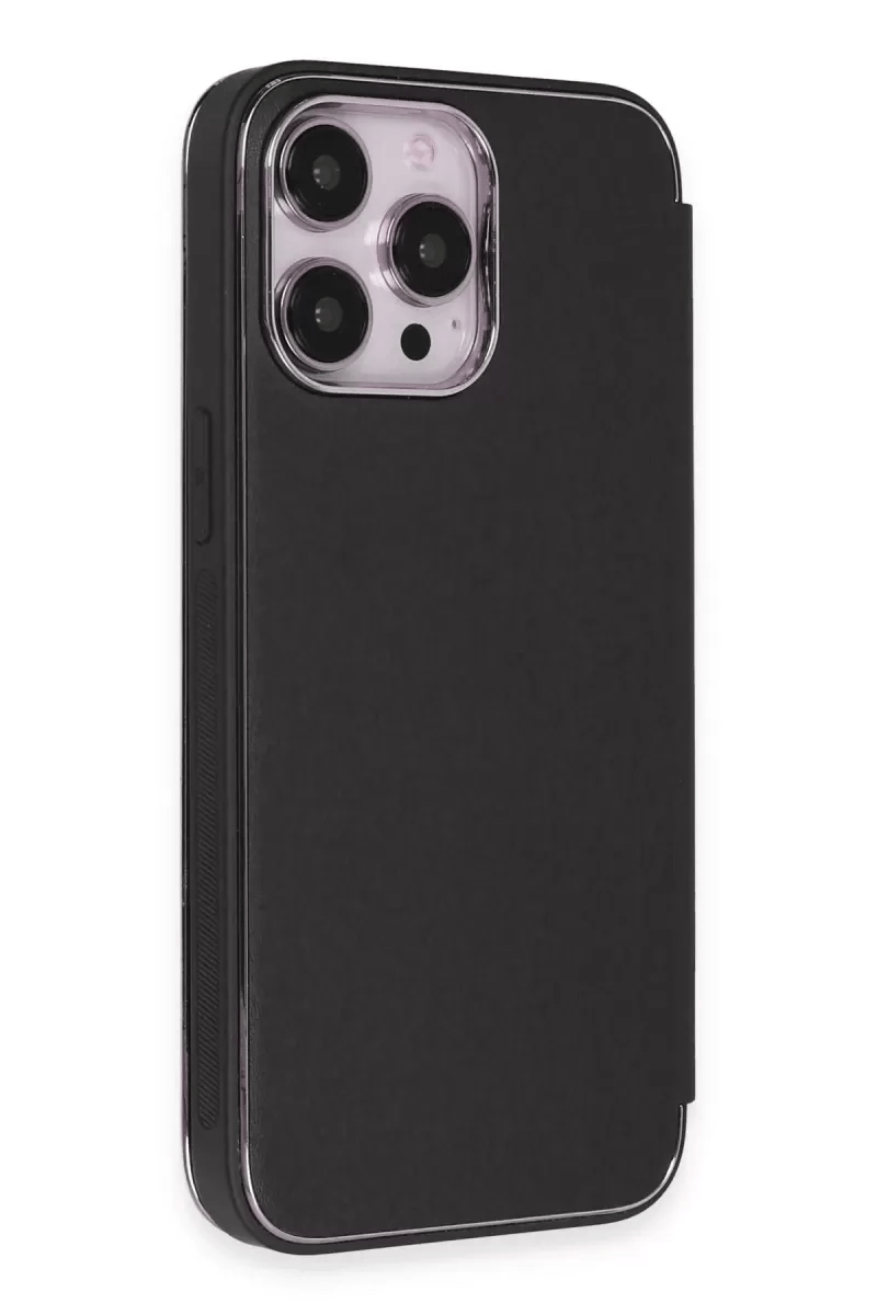 Apple iPhone 13 Pro Kılıf Dolpin Kapaklı - Siyah