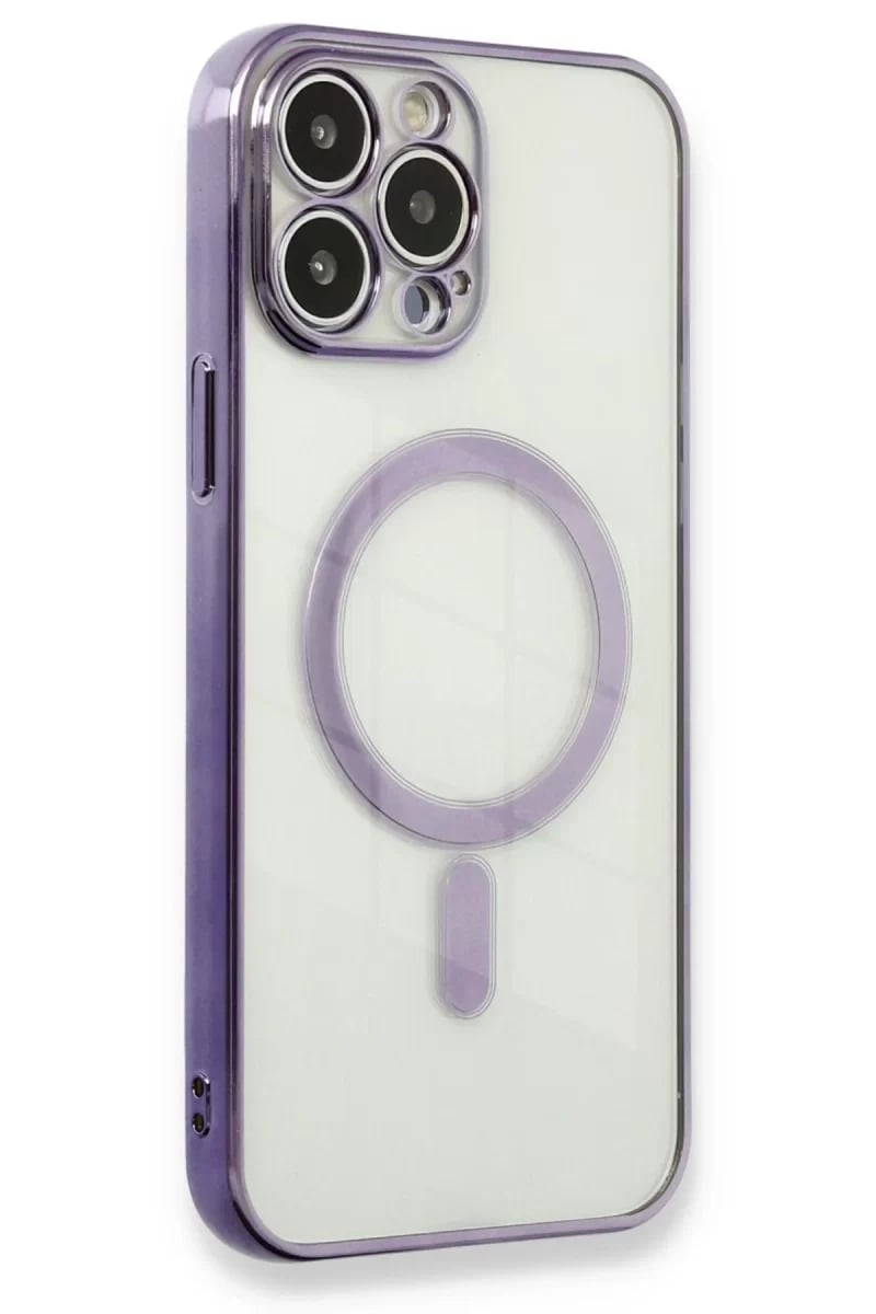 Apple iPhone 13 Pro Kılıf Magneticsafe Lazer Silikon - Mor