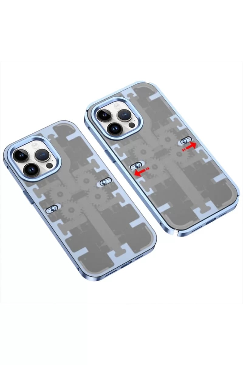 Apple iPhone 13 Pro Kılıf Mekanik Bumper Kapak - Mavi