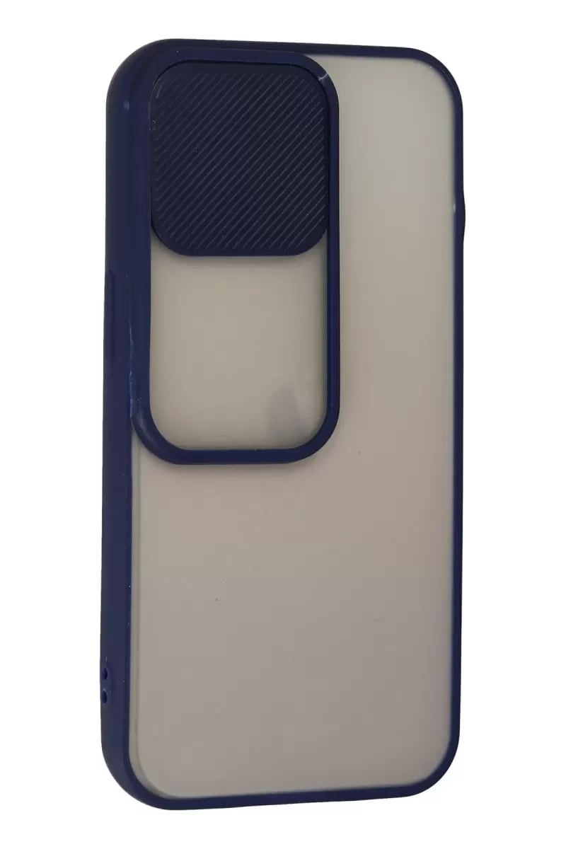 Apple iPhone 13 Pro Kılıf Palm Buzlu Kamera Sürgülü Silikon - Lacivert