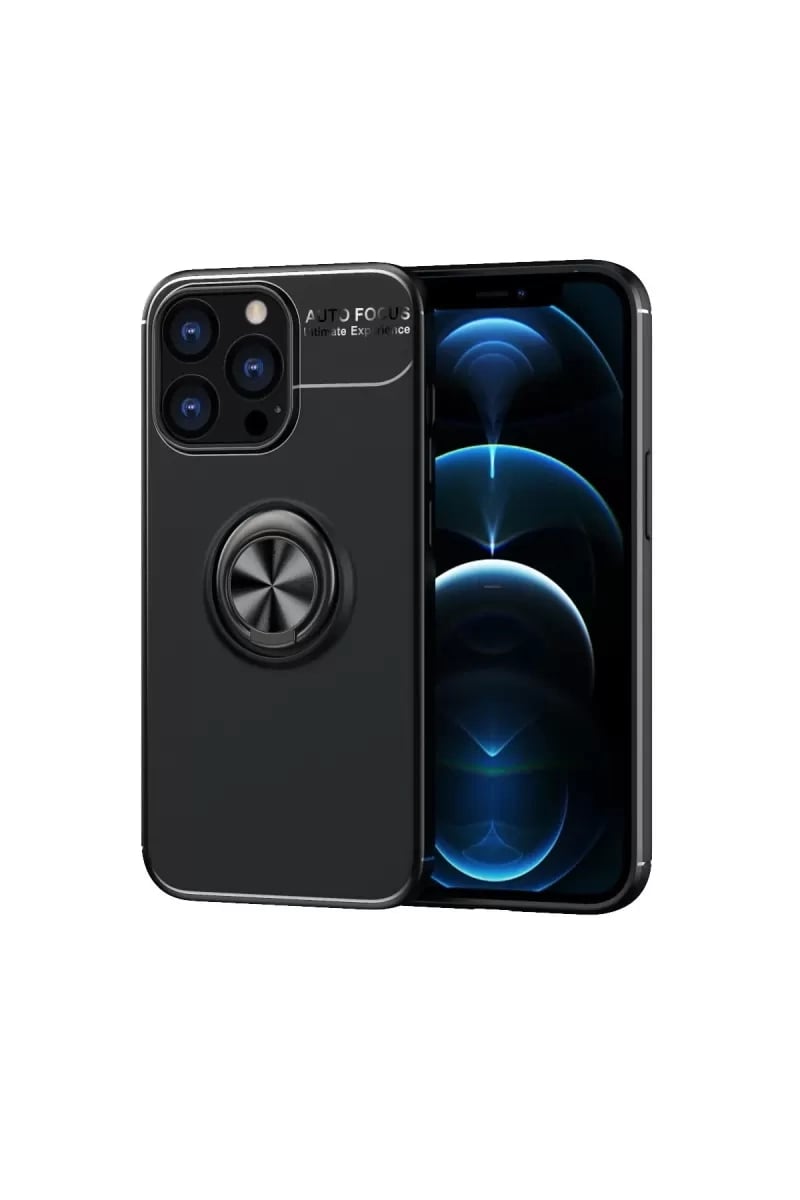 Apple iPhone 13 Pro Kılıf Range Yüzüklü Silikon - Siyah