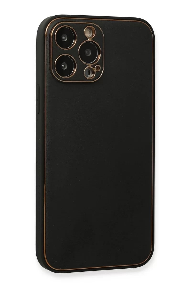 Apple iPhone 13 Pro Max Kılıf Coco Deri Silikon Kapak - Siyah
