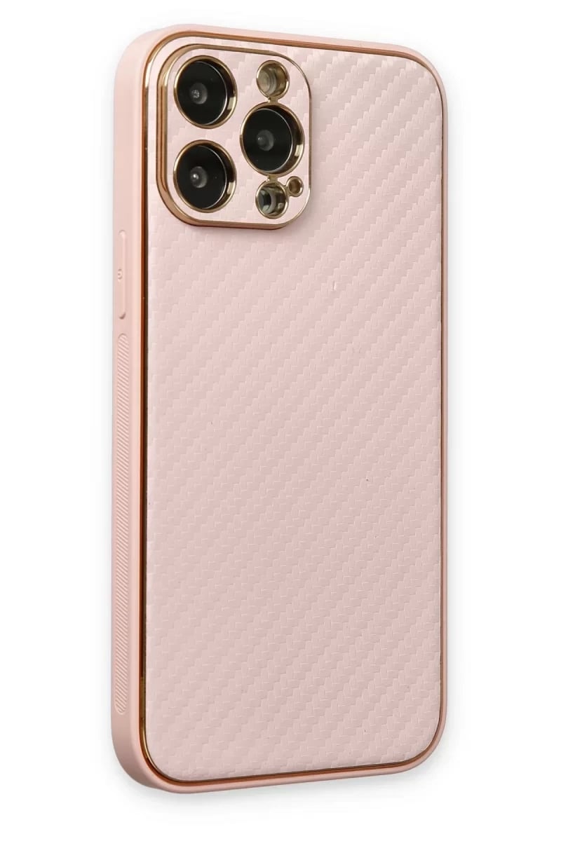 Apple iPhone 13 Pro Max Kılıf Coco Karbon Silikon - Pembe