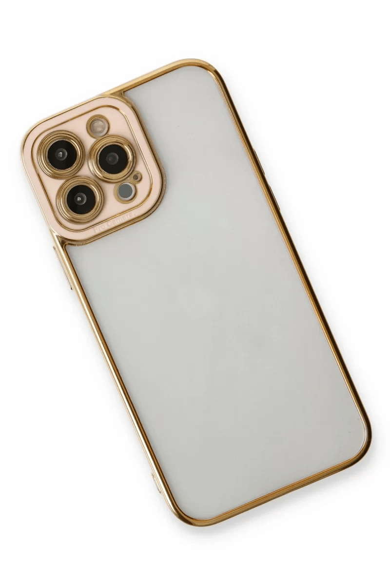 Apple iPhone 13 Pro Max Kılıf Liva Lens Silikon - Pudra