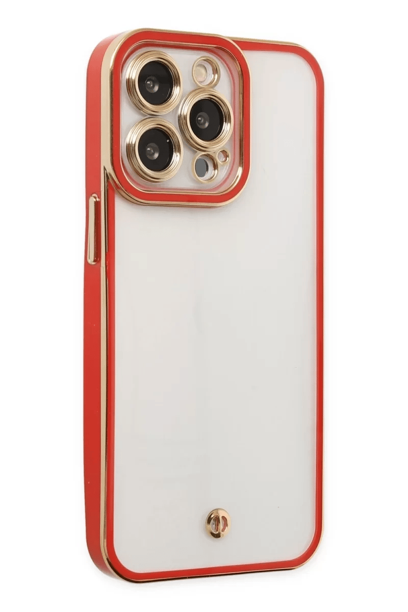 Apple iPhone 13 Pro Max Kılıf Liva Lens Silikon - Kırmızı