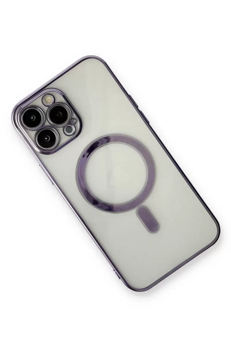 Apple iPhone 13 Pro Max Kılıf Magneticsafe Lazer Silikon - Mor