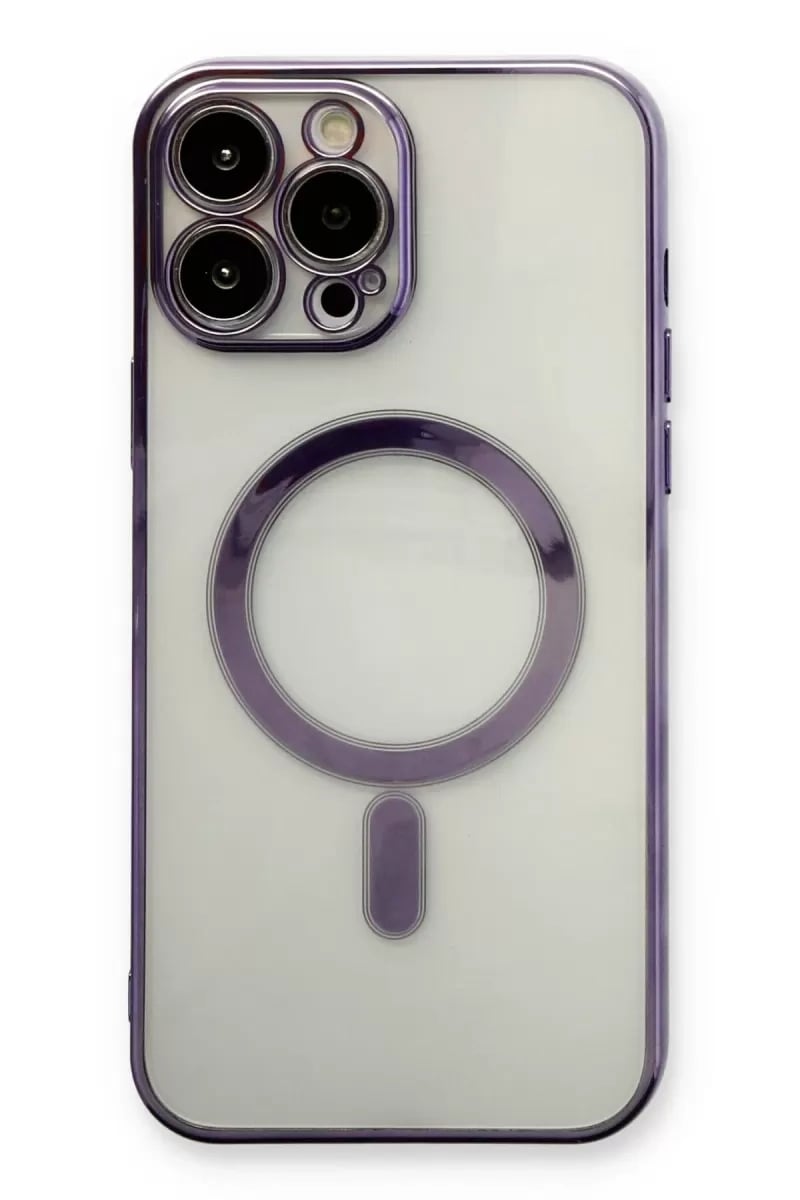Apple iPhone 13 Pro Max Kılıf Magneticsafe Lazer Silikon - Mor