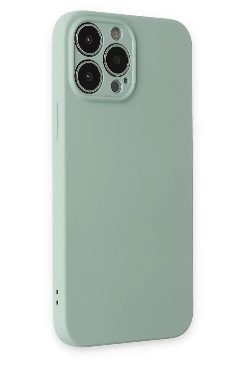 Apple iPhone 13 Pro Max Kılıf Nano içi Kadife Silikon - Su Yeşili