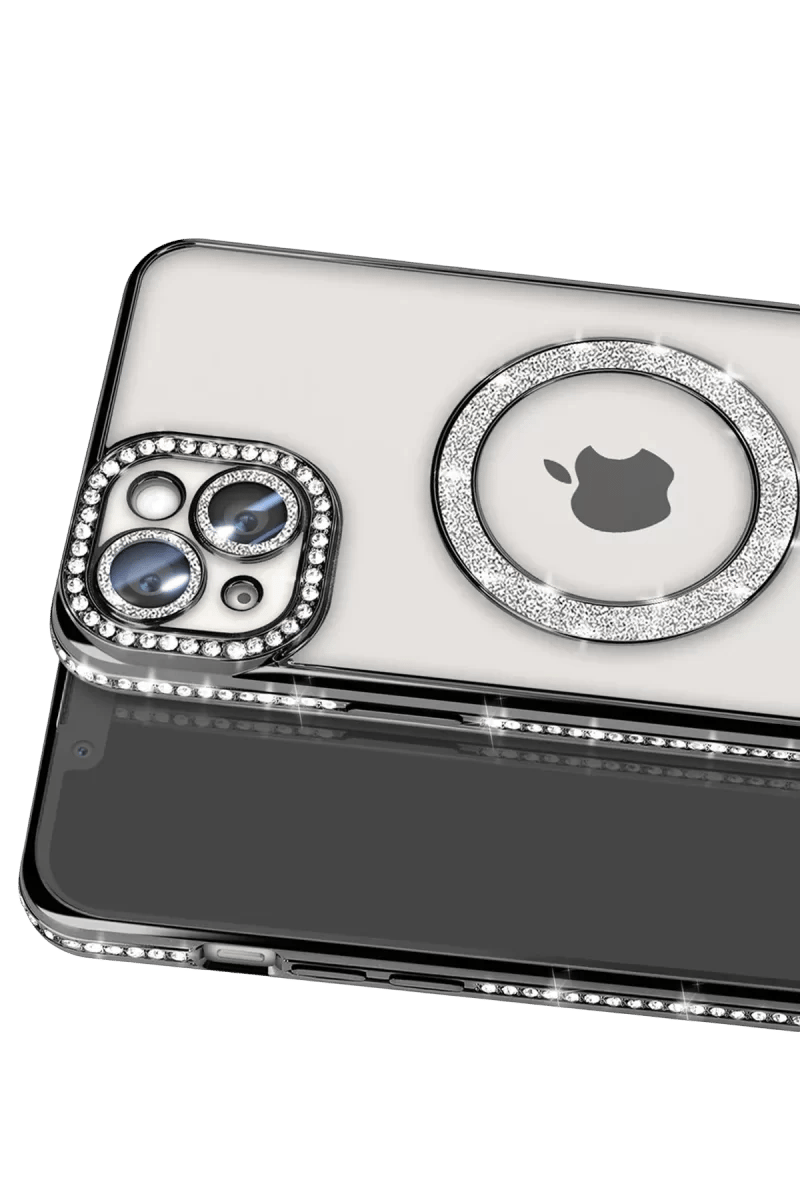Apple iPhone 14 Kılıf Joke Simli Magneticsafe Kılıf - Siyah