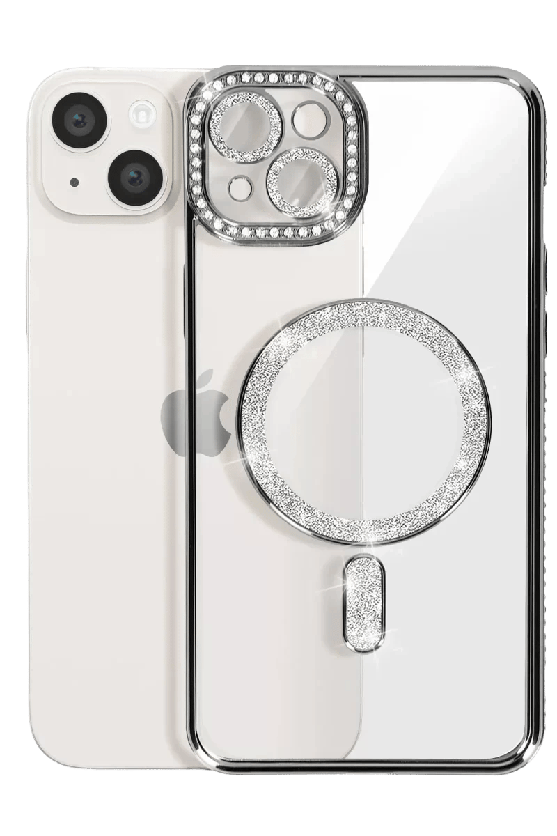 Apple iPhone 14 Kılıf Joke Simli Magneticsafe Kılıf - Siyah