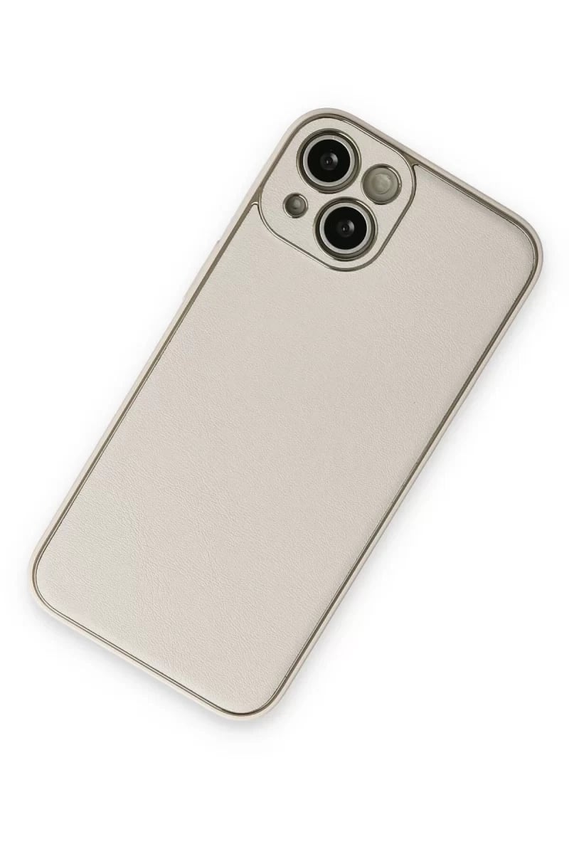Apple iPhone 14 Plus Kılıf Coco Deri Silikon Kapak - Beyaz