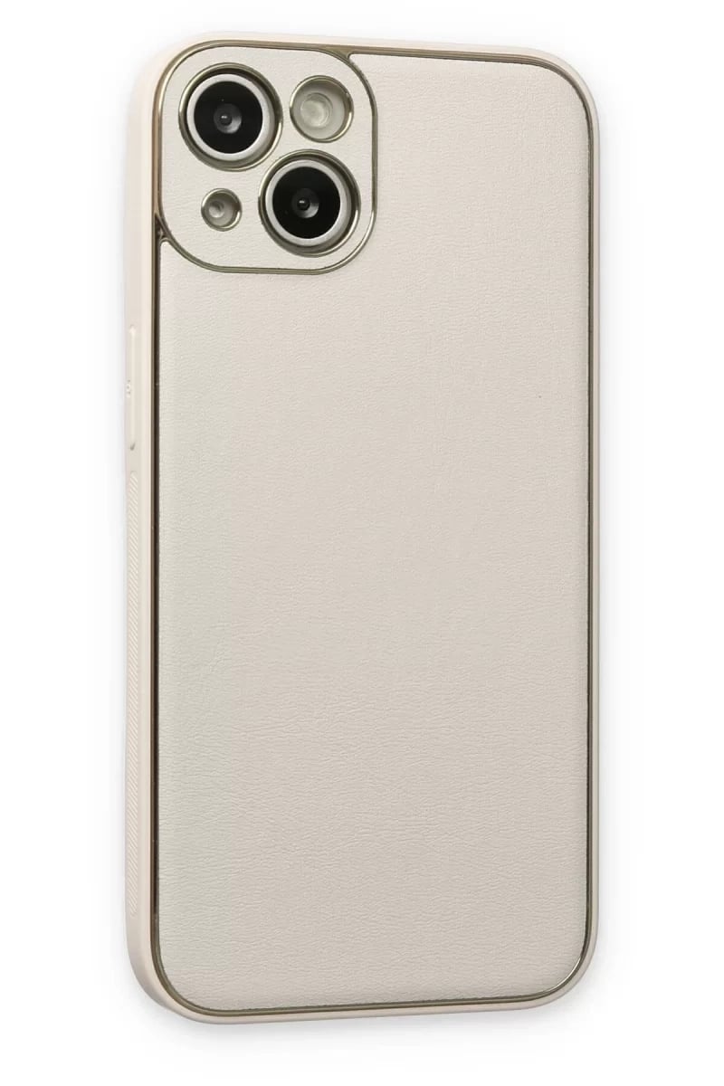 Apple iPhone 14 Plus Kılıf Coco Deri Silikon Kapak - Beyaz