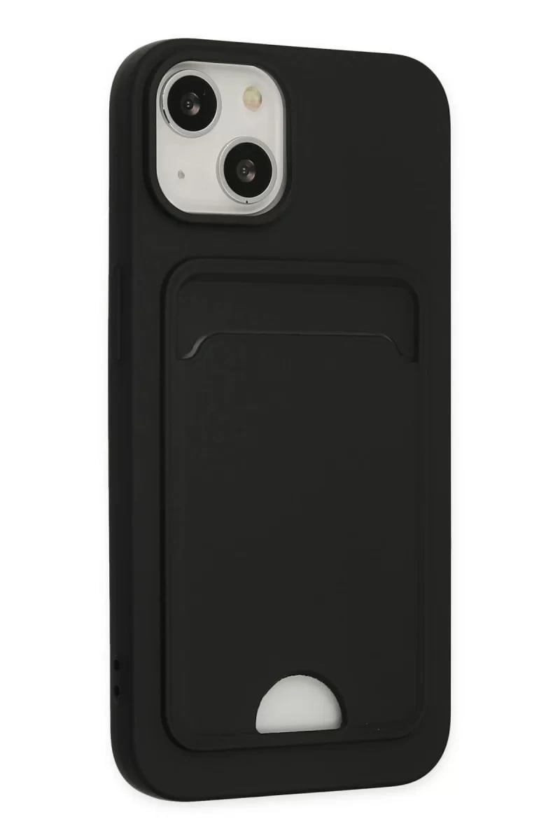 Apple iPhone 14 Plus Kılıf Kelvin Kartvizitli Silikon - Siyah