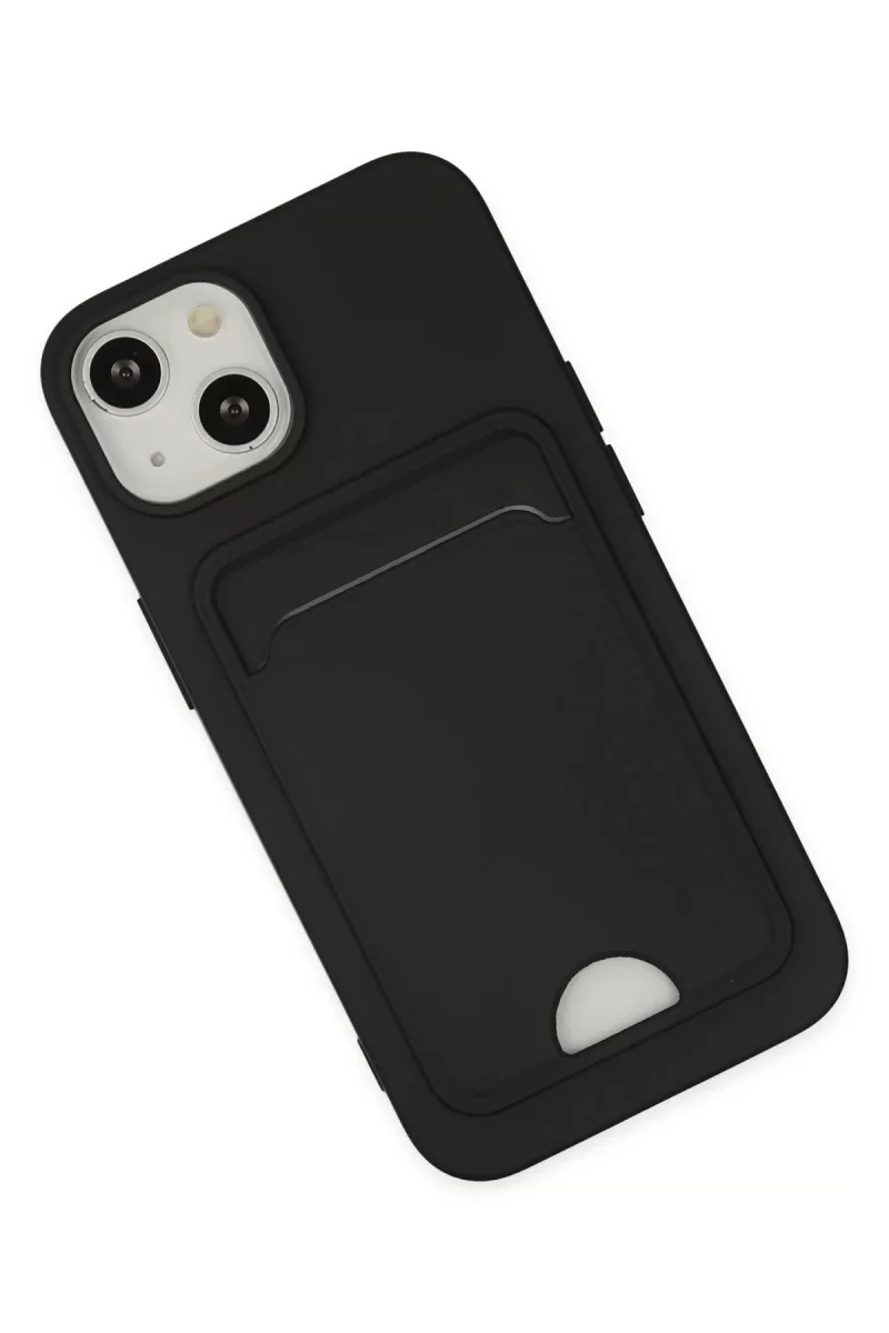 Apple iPhone 14 Plus Kılıf Kelvin Kartvizitli Silikon - Siyah