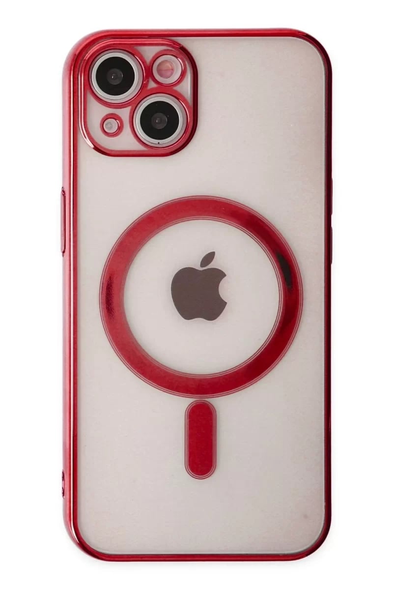 Apple iPhone 14 Plus Kılıf Magneticsafe Lazer Silikon - Kırmızı