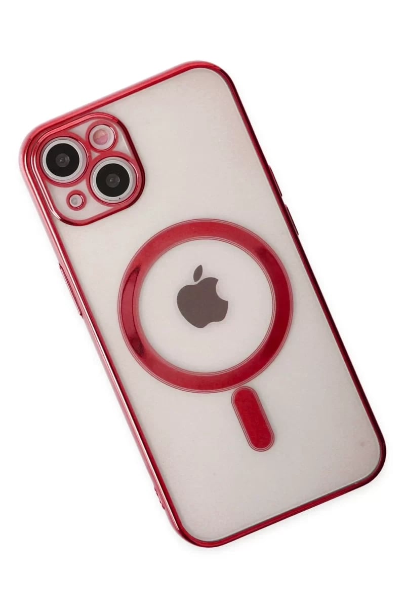 Apple iPhone 14 Plus Kılıf Magneticsafe Lazer Silikon - Kırmızı