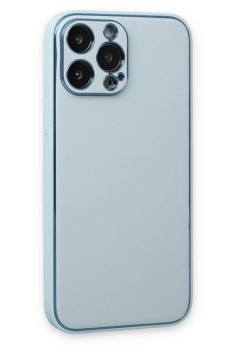 Apple iPhone 14 Pro Kılıf Coco Deri Silikon Kapak - Sky Blue