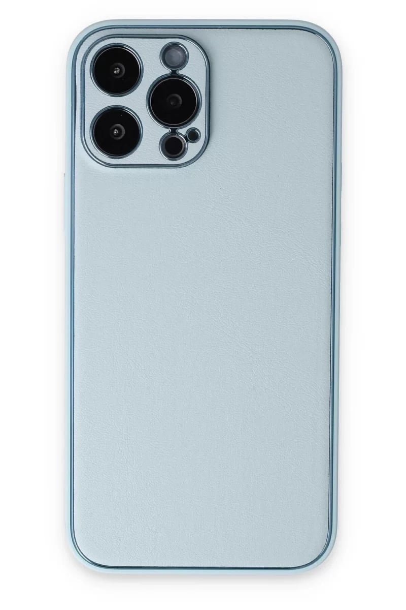 Apple iPhone 14 Pro Kılıf Coco Deri Silikon Kapak - Sky Blue