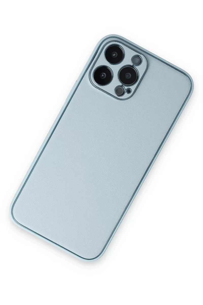Apple iPhone 14 Pro Kılıf Coco Deri Silikon Kapak - Sky Blue