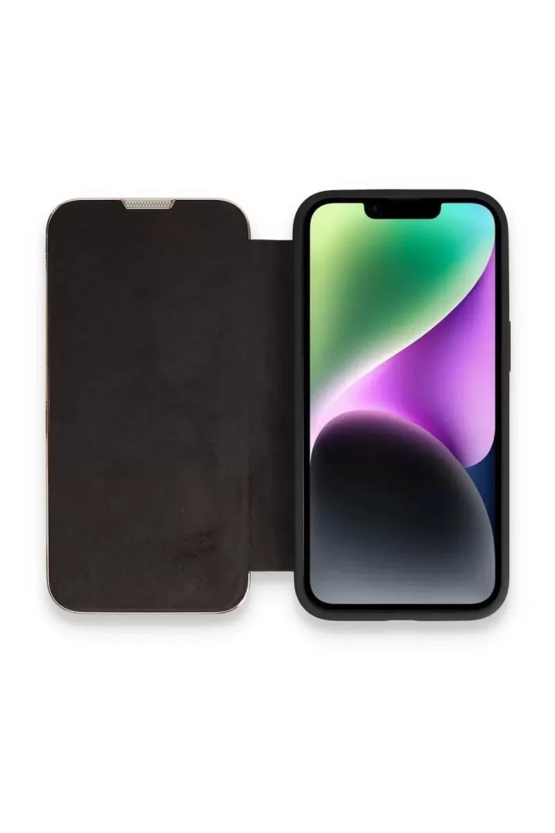 Apple iPhone 14 Pro Kılıf Dolpin Kapaklı - Siyah
