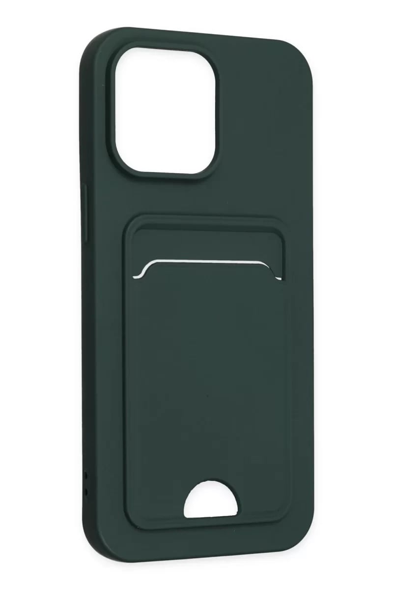 Apple iPhone 14 Pro Kılıf Kelvin Kartvizitli Silikon - Koyu Yeşil