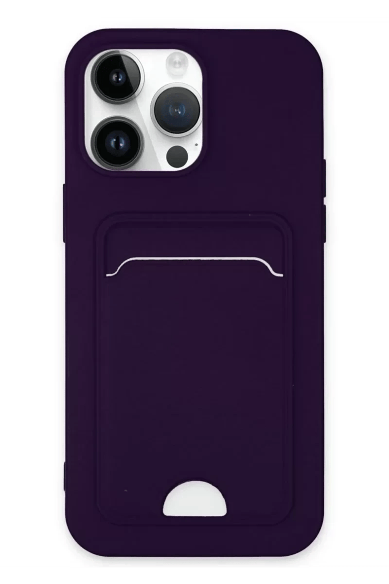 Apple iPhone 14 Pro Kılıf Kelvin Kartvizitli Silikon - Derin Mor