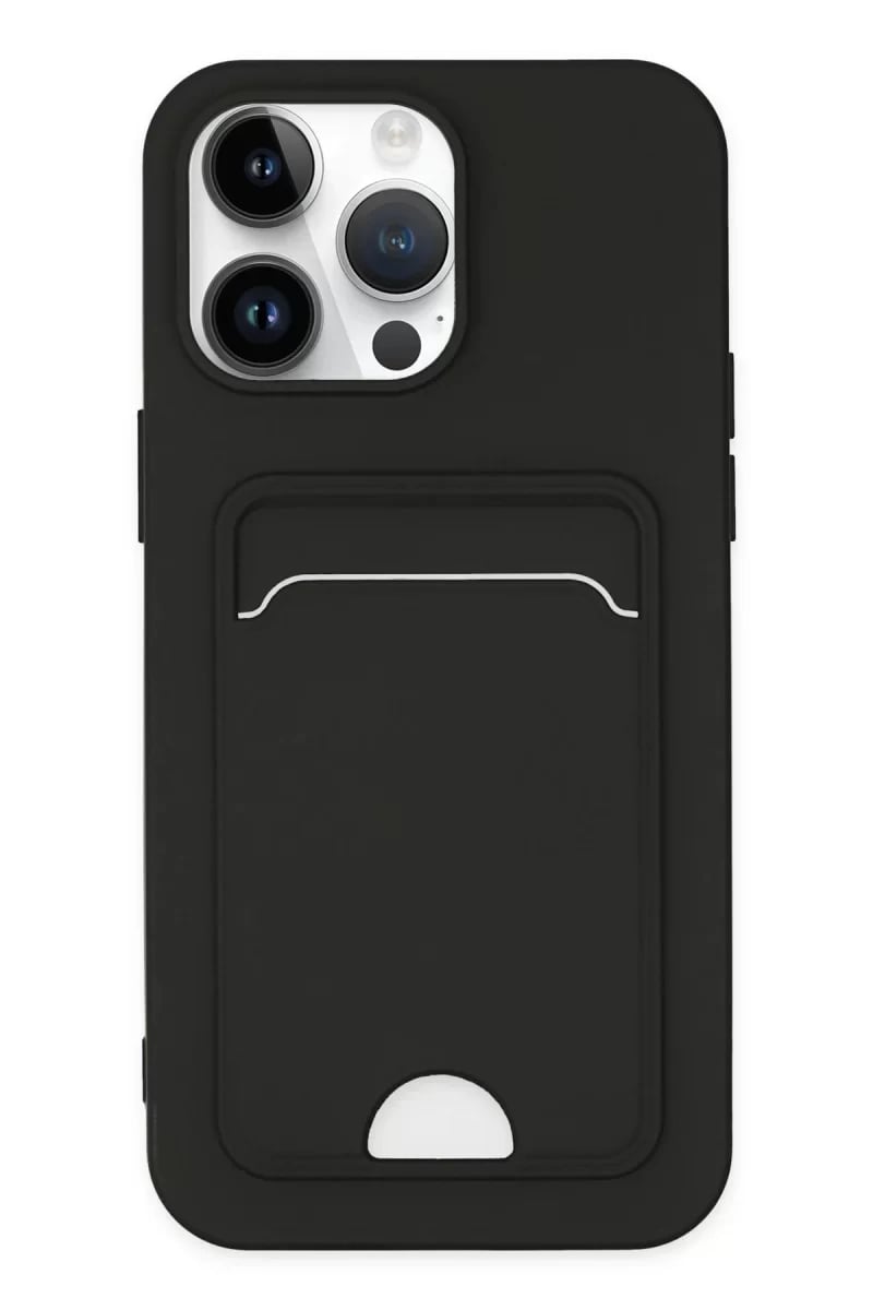 Apple iPhone 14 Pro Kılıf Kelvin Kartvizitli Silikon - Siyah