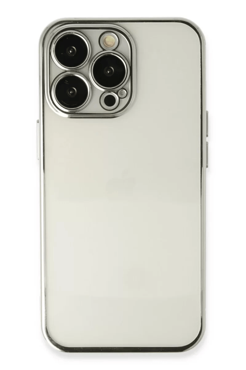 Apple iPhone 14 Pro Kılıf Lensli Silikon - Gümüş