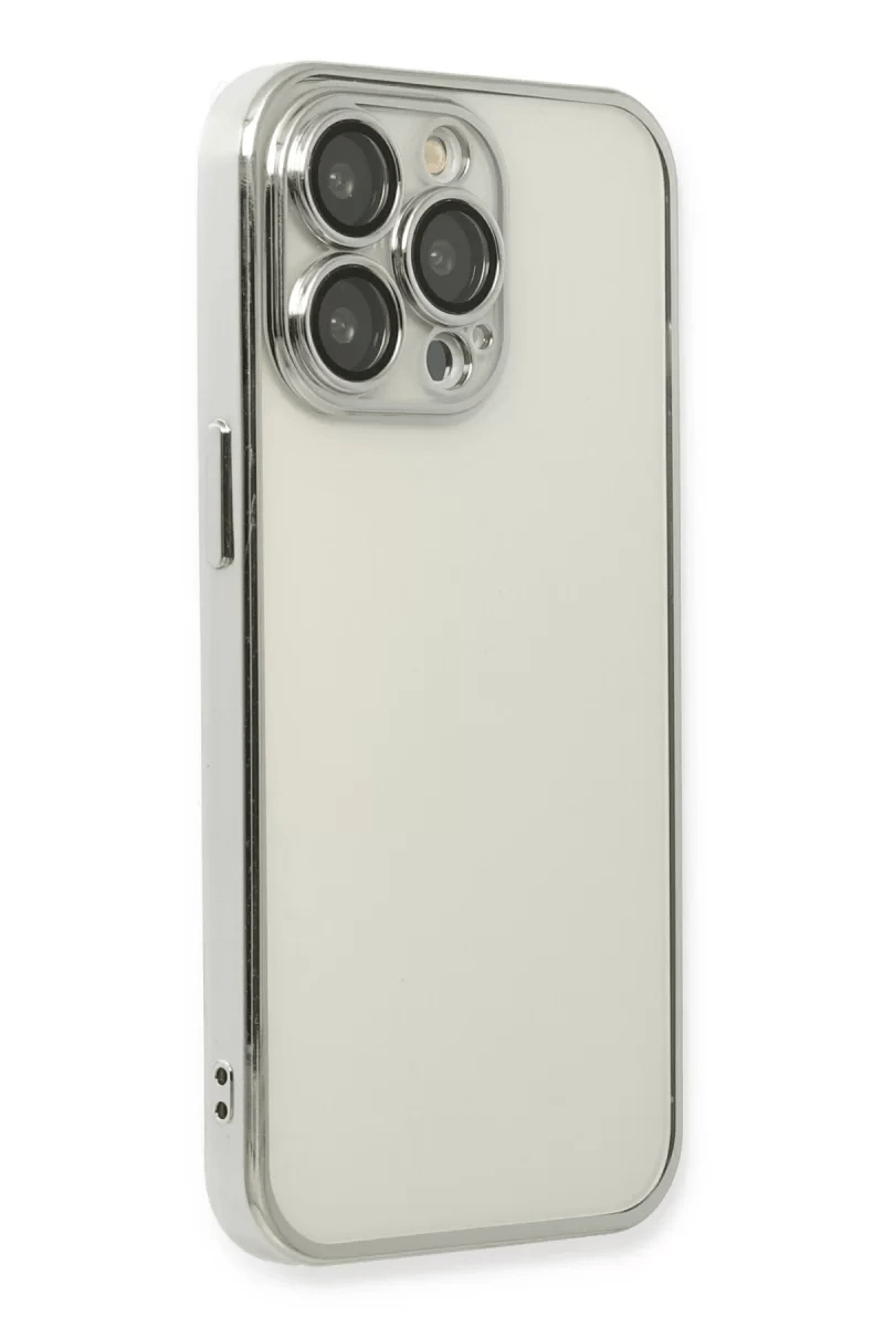 Apple iPhone 14 Pro Kılıf Lensli Silikon - Gümüş