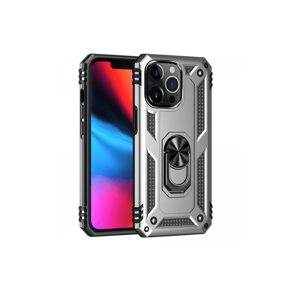 Apple iPhone 14 Pro Kılıf Sofya Yüzüklü Silikon Kapak - Gümüş
